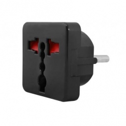 Adapter podróżny wtyk PL/gniazdo uniwers. czarny-37234