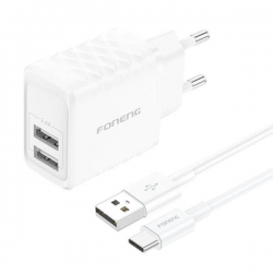 Ładowarka sieciowa 2xUSB-A 2,4A 20W EU53 + USB-C-38924